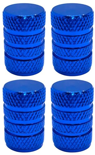 cyclingcolors 4x Cappucci delle valvole cappuccio tappi valvola in alluminio Schrader per pneumatici bici moto auto auto quad monopattino, blu