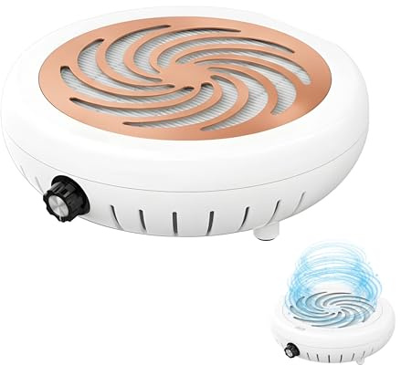 YASTA Aspiratore Unghie da Tavolo 30W, Collettore Polveri Ricostruzione Unghie con Regolatore di Velocità e Filtro Sostituibile, Design Ergonomico a Spirale Oro Rosa, 4000 g/min
