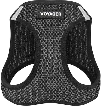 Voyager Step-in-Air-Hundegeschirr, Allwetter-Netzgewebe, reflektierend, kein Ziehen, Geschirr für kleine, mittelgroße Hunde, Katzen - Sicher mit Klettverschluss, Schnalle, Doppel-D-Ringe - Grau 2-Ton,