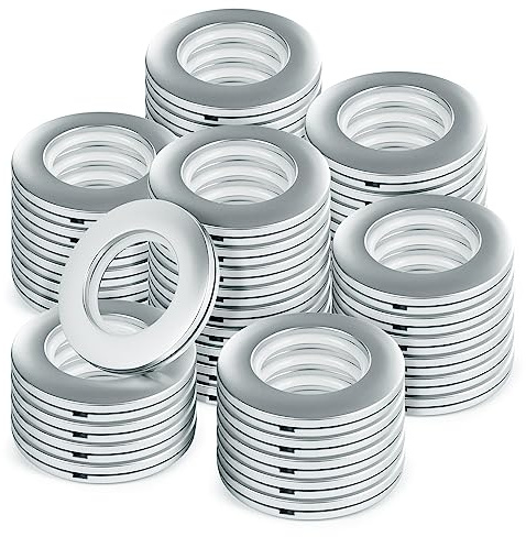 WCIC 48 st öljettringar gardinöljetter runda plastringar klämmor inre diameter 40 mm gör-det-själv för fönster dusch skåp rum dörrgardiner matt silver