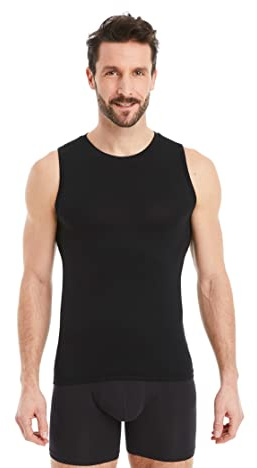 FINN Business Unterhemd Herren Ärmellos mit Rundhals-Ausschnitt - Unterziehshirt Männer aus original Lenzing® Modal Stoff - Das perfekte Tank-Top unter Hemd und Anzug Schwarz XXL