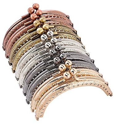 PH PandaHall 10pcs Fermoir de Porte-monnaie, 5 Couleurs Fermoir de Sac Vintage 85mm Large Fermoir de Sac à Main en Métal Cadre de Portefeuille pour Sac à Main à la Main