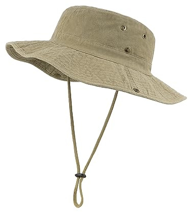 Zylioo L/XL XXL/3XL Sombrero de sol para hombre para cabeza grande, protección UV Sombrero de arbusto de ala ancha Sombrero de senderismo, Safari Boonie Sombrero para Pesca al aire libre Pesca Golf