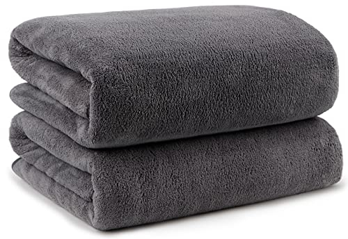 Orighty Badetuch-Set, 2 Stück, 68,6 x 137,2 cm, Weiches Badetuch-Set, Hochsaugfähige Mikrofaser-Handtücher für Körper, Schnell Trocknend, Mikrofaser-Badetücher für Sport, Yoga, Spa, Fitness – Grau