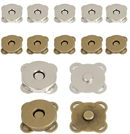 12 Paar Magnet Druckknopf Metall Magnetverschluss Nähen 14mm Magnetknopf Tasche Magnetische Knopf Druckknöpfe zum Einnähen für DIY Mäntel Jacken