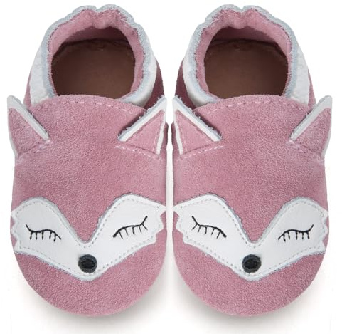 Scarpine Primi Passi Bambino Bambina Scarpine in Pelle Prima Scamosciata Scarpe Primi Passi Bimbo(Volpe Rosa, 12-18 Mesi)