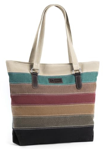 CHEREEKI Canvas Handtasche Damen Umhängetasche Damen Casual große Kapazität Schultertasche für Arbeit, Schule, Reisen, Einkaufen