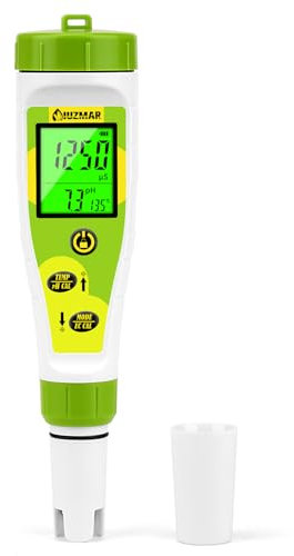 UIUZMAR Medidor TDS y pH Agua Hidroponia, Medidor pH Piscina, 4 en 1 Medidor de pH/EC/TDS/Temp, Medidor pH TDS Agua para Acuario, Pecera, Piscina, Spa, Agua del Grifo, Agua de Riego de Cultivos