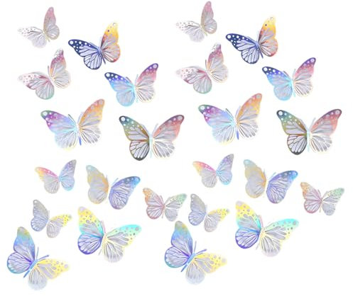 UEAVOID 24 pezzi Farfalla Specchio Adesive da Parete, Combinazione 3D Specchio Wall Stickers Home Decoration adesivi murali decorazioni da parete farfalle decorative (8/10/12cm)