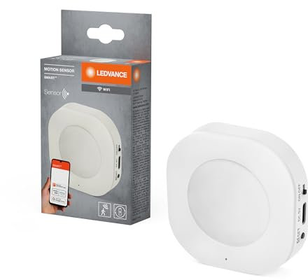 LEDVANCE SMART WIFI intelligenter Bewegungsmelder für Smart Home im Innen- und Außenbereich, ohne Kabel, weiß, Steuerung via App, integrierter wiederaufladbarer Akku und einfaches Aufladen über USB-C