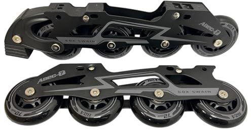 COX SWAIN Inline Skate Aluschiene Komplettset mit ABEC 7 Kugellagern und leisen Gummirollen, passend für Cox Swain Schlittschuhe: Black Ice, Push, Sneak, Polar, Crystal, Frosty - Black Gr. XL