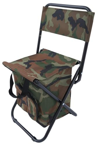 EurHomePlus Fishing with Insulated Bag, Folding, Portable Backpack Chair Foldable, for outdoor use, camping, hiking, hunting, climbing 35x28x60cm (Camouflage)
