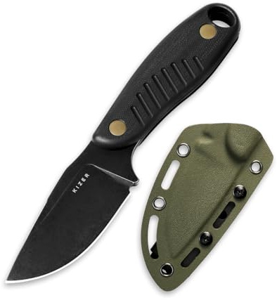 Kizer Hare Couteau à Lame Fixe avec Étui, Lame en Acier D2 de 3,14 Couteaux de Camping EDC avec Manche en G10, Petits Couteaux de Survie pour le Cou, Couteau de Camping en Plein Air 1077M1