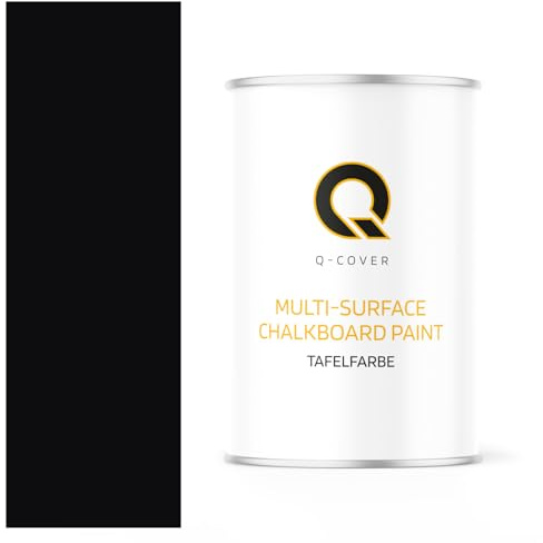 Q-COVER Vernice lavagna 1 L Opaca - Nero intenso RAL 9005 - Pittura effetto lavagna per mobili, legno, pareti, metallo