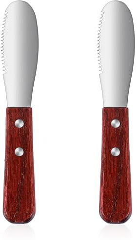 Ouligay 2 Pcs Butter Knife, Stainless Steel Butter Knives Set with Ergonomic Acacia Wood Handle for Smooth Spreading on Toast & Cheese Butter Knife Spreader for Sandwiches (19.1 Cm, Dishwasher Safe)