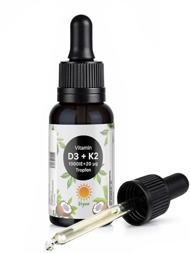 Vitamin d3 k2 Tropfen hochdosiert Hohe Bioverfügbarkeit Premium Vitamin D3 K2 1000 IE in DEUTSCHEM LABOR geprüft 500% des Tagesbedarfs an Vitamin d k2 Tropfen Vitamin d3 k2 Öl Vitamin Tropfen d3 k2