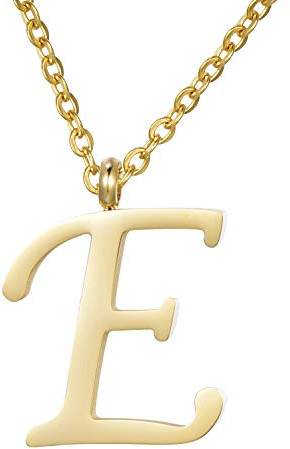 Morella Collier pour Femmes en Acier Inoxydable Or avec Pendentif Lettre E