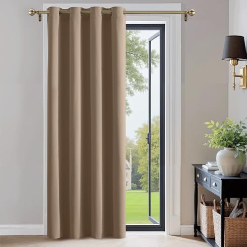 PONY DANCE Tende Camera da Letto Oscuranti con Anelli Tende Moderne per Soggiorno Curtain Termiche Isolanti per Interni Porta Interna 1 Pezzo L 140 x A 240 cm, Moca