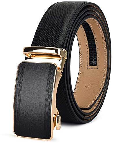 PlusZis 28-60 Cinturón de cuero para hombres con trinquete, grande y alto con hebilla automática