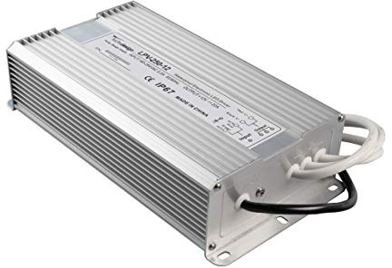 FUCHS transformator strömförsörjning AC (växelström) 230 V till 20,0 ampere – 12 V – 250 watt DC (likström) transformator för 50 Hz/60 Hz frekvenser, IP-skyddsklassificering IP67