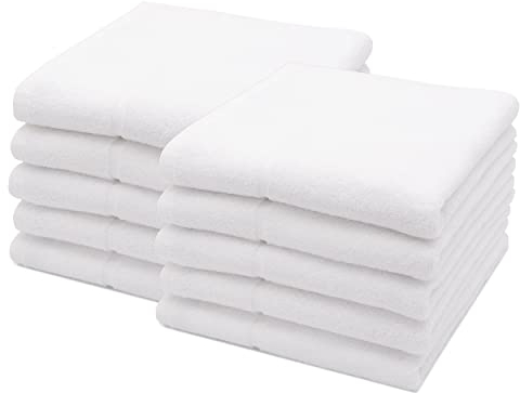 ZOLLNER 10er Set Handtücher in 50x100 cm - Baumwolle - hochwertiges Zwirnfrottier - in weiß - Hotelqualität - Oeko Tex® Zertifiziert