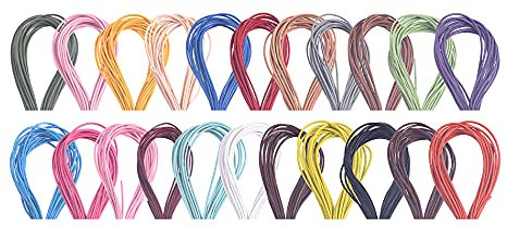 KONMAY 46 Meters 10 Farbes 1.0mm Mixed Rund Lederschnur aus echt Leder, Lederbänder für Ketten, Schmuck