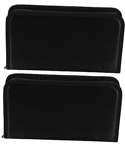 Amosfun 2 Estuches para CD de Gran Capacidad en PU Negro Diseño Antideslizante y Portátil, Ideales para Almacenamiento en Coche y Uso Diario