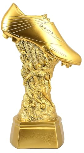 YYDSTES Fotboll Guld Stövel Award Trofé Harts Plätering Guldfärg Fotboll Bästa Skytte Pokaler Fans Kontor Hemdekorationer Samling Display Ornament Födelsedagspresenter,23cm
