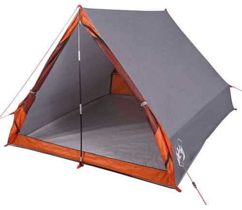 vidaXL Campingzelt A-Form 2 Personen, Wurfzelt mit Steckverbindungssystem, Trekkingzelt mit Reißverschluss, Zelt, Grau 185T Polyester