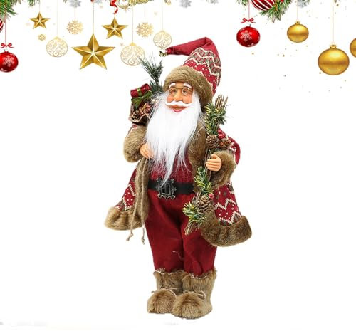 Estatua de Papá Noel, figuras de Papá Noel | Figura navideña de Papá Noel de pie de 18 pulgadas con bolsa - Decoraciones de Papá Noel, decoraciones navideñas para el lugar de trabajo domo