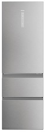 Haier 3D 60 Series 5 HTW5618ENMG - Frigorífico Combi, WIFI, Botellero, Funciones Inteligentes, 360L, My Zone, Cajón Humidity Zone, Total No Frost, Ancho 59,5cm, Motor Inverter, Luz LED, Inox