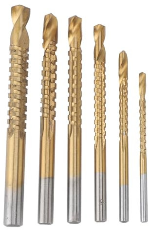 6 Pezzi Punte Trapano Elicoidali Seghettate Punta Trapano HSS Punta Carpentiere Taglio Laterale a Spirale Punta Trapano per Legno Metallo Foro di Plastica