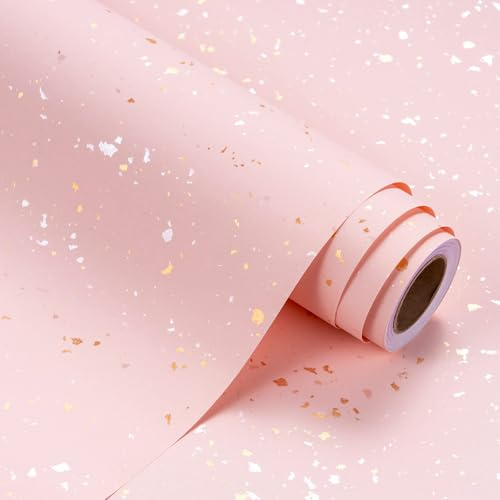 RUSPEPA Rotolo di carta da regalo rosa - Mini rotolo - 43,2 cm x 5 m - Design in oro rosa con tocco setoso Perfetto per compleanni, matrimoni, baby shower