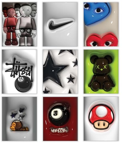 CREAARO Hypebeast - Poster da parete alla moda, decorazione da parete con sneakerhead, decorazione per camera di ragazzi e adolescenti, collage, stampe artistiche effetto vetro, set da 9 pezzi, 20,3 x