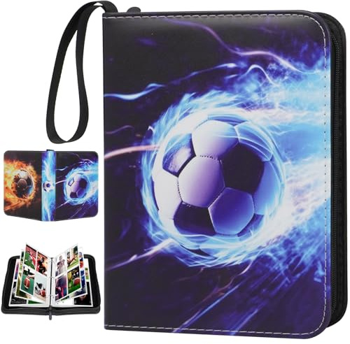 Realjoy Football Card Holder 4 Pocket, 400 Pockets Football Trading Card Binder, Collection Folder with Removable Sleeves for Sports Cards,Game Cards,TCG(Waterproof PU)