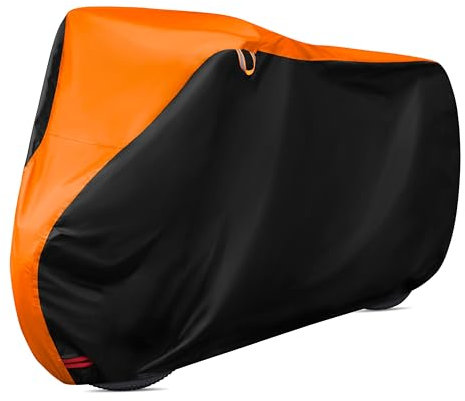 FSGRICH Housse de vélo de qualité supérieure 210T - Imperméable - Protection contre la pluie - Avec œillets de serrure - Protection solaire - Résistance à la déchirure - Avec sac - 200 x 110 x 70 cm