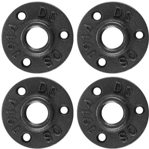 Enwye 4 Pezzi Flangia per Tubo di Ferro Raccordo per Pavimento Idraulico Flangia a Tre Fori Vintage Retro Steampunk Raccordi per Mobili Artigianato Scaffalature Industriali Decorazione