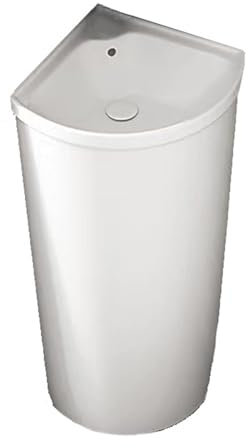 Lavabo sur Colonne d'angle pour Salle de Bain, lavabo sur Pied avec trop-Plein, Vasque d'angle en céramique, Meuble-lavabo et Robinet sur Pied.,A