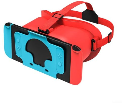 Feeshoppher Occhiali 3D per realtà virtuale VR con visore VR per Nintendo Switch, leggeri, occhiali 3D per realtà virtuale per un comodo gioco esteso (arancione)