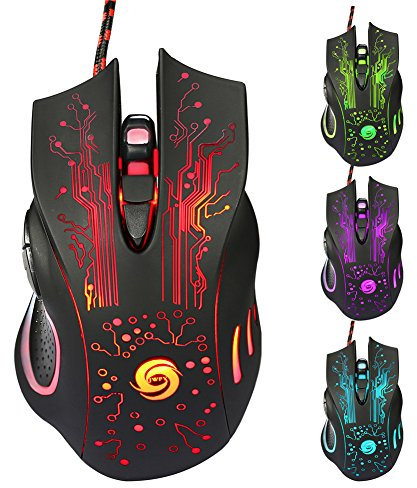 GS Profesional Gamer 2400DPI LED Óptico 6D USB Cable Juego Gaming Ratón de Computadora para PC Portátil