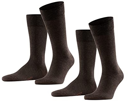 FALKE Herren Socken Happy Double Pack M So Baumwolle einfarbig 2 Paar, Braun Dark Brown 5450, 43-46