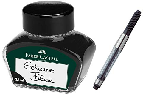 Faber-Castell Verre à encre pour instruments d'écriture avec convertisseur Noir + convertisseur encreur 62,5 ml