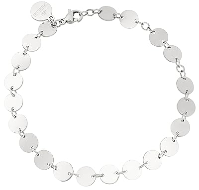 Purelei® Kalani Armband (Silber) – Elegantes, verspieltes Damen Armband mit Plättchen – Edelstahl 18K – Verstellbare Länge 16/17,5/19 cm – Hawaiianisch inspiriert