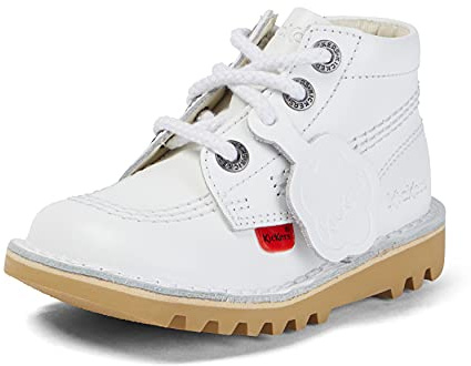 Kickers Unisex Kids Kick Hi Classic Ankle Boots with Zip | Extra Comfortable | Added Durability | Premium Quality, White, 9 UK Child