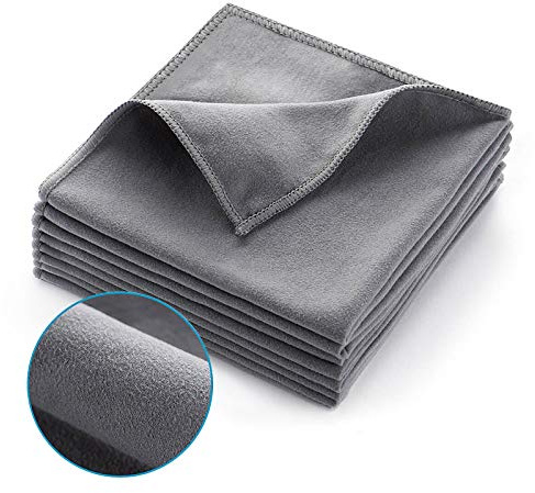 ZHIDIAN Screens Cleaning Microfiber Suede Cloth, 8Pack Streak Free Lint Free Large Rag for Car Screen, TV, Computer, Camera Lenses, Phones, Electronics Devices & All Delicate Surface, 12x12in