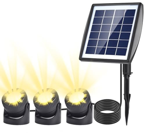 Jadeshay Solar Teichbeleuchtung, 6V 2W Polykristallines Solarpanel Tauchstrahler Solar Unterwasserbeleuchtung mit 1W 3 Lampen Pool Beleuchtungen Unterwasser for Gartenteich