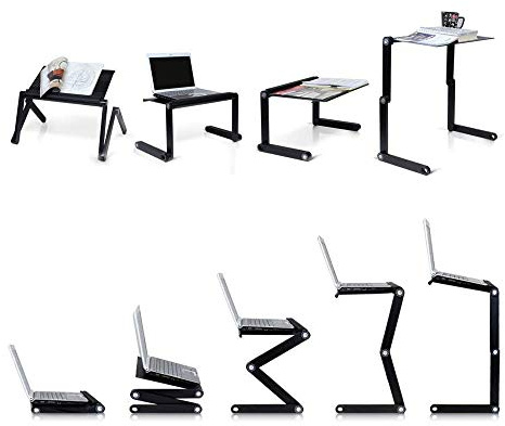 Laptopbord, säng, datorbord, anteckningsbok, vikbart sängbord, 360 graders justerbar vinkel avtagbar bärbar bok/soffbord, kompatibel med alla typer av svart