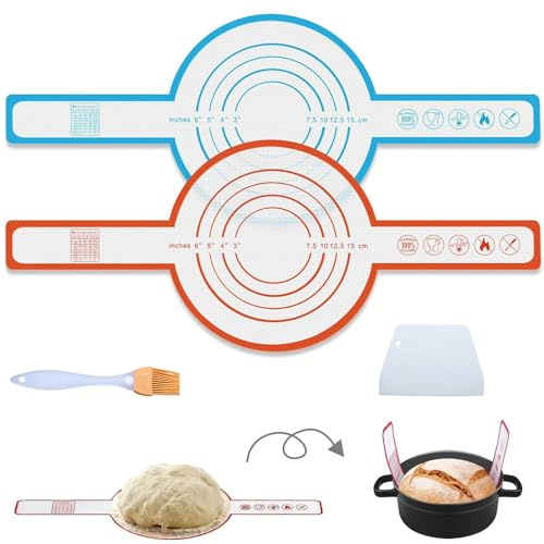 Bakunderlägg, bakmatta, silikon, degmatta, bakmatta, 2 i 1, återanvändbar silikonbakmatta med baktillbehör, silikonbakmatta, tål hög temperatur för kök, baknybörjare, mästerbagare