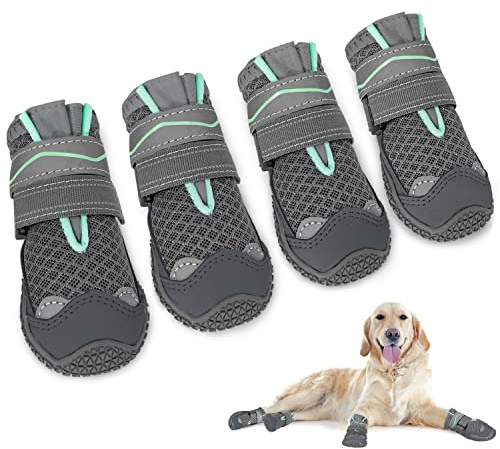 SlowTon Protección de Las Patas de los Zapatos de Perro, Zapatos de Perro Antideslizantes e Impermeables, Suela de Goma Reflectante, Botas de Nieve de Invierno para Mascotas
