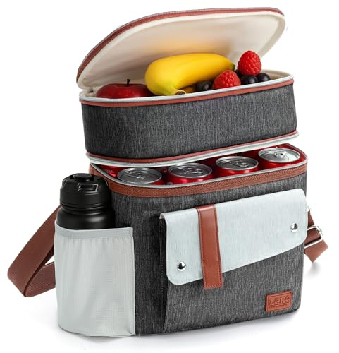 Lekespring Bolsa Termica Porta Alimentos, Bolsa Comida Trabajo para Mujer y Hombre, Bolso Nevera Doble (Nergo, 7L)